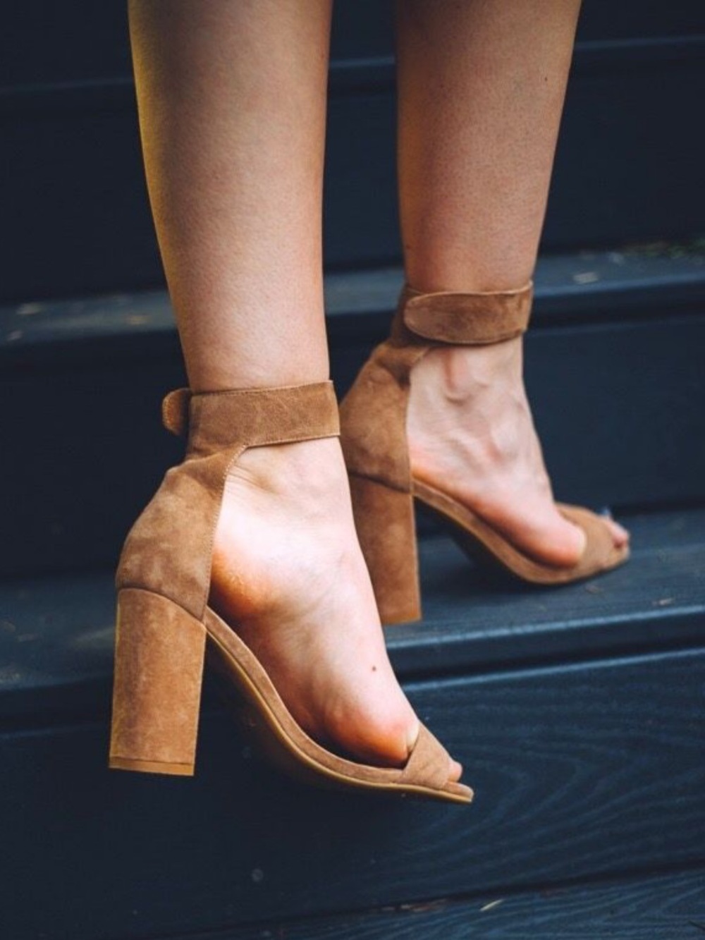Jeffrey Campbell Holvey Suede Block Heels - Tan, 8